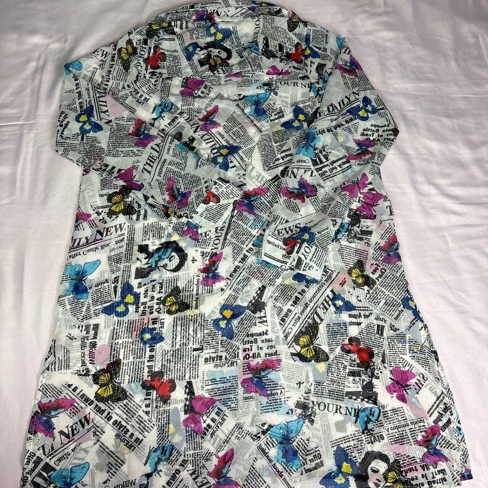 Colorful Newspaper Print Shirt - Picture 8 of 8